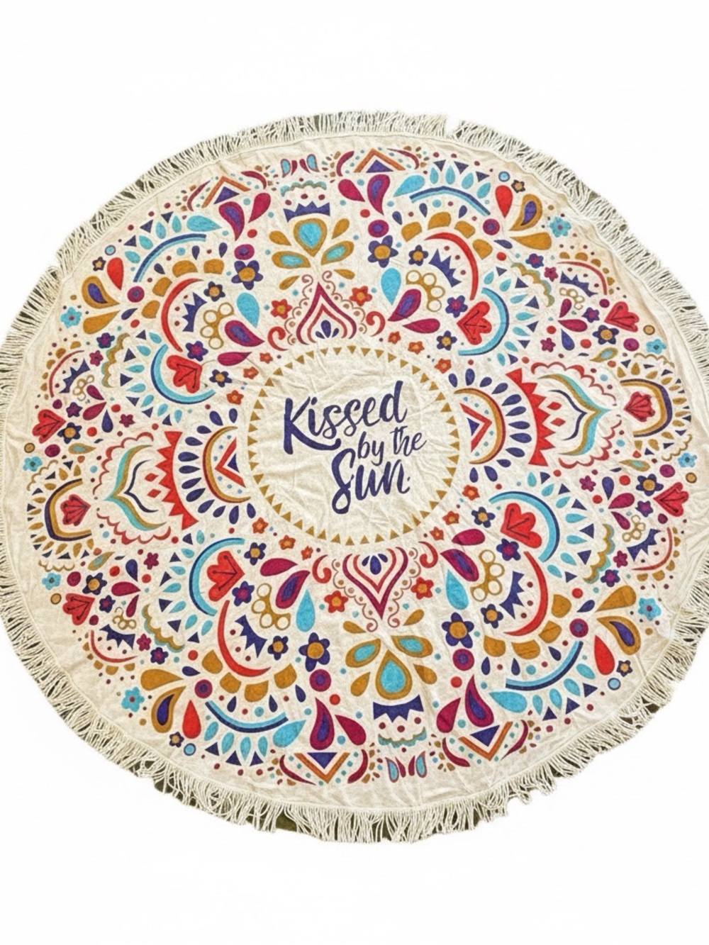 Colorful Round Mandala Beach Towel - 'Kissed by the Sun' - Picture 3 of 5